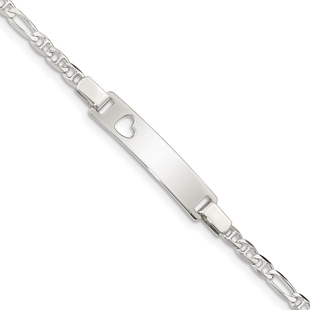 Kazi Luxury Sterling Silver  ID with Cut-out Heart Bracelet